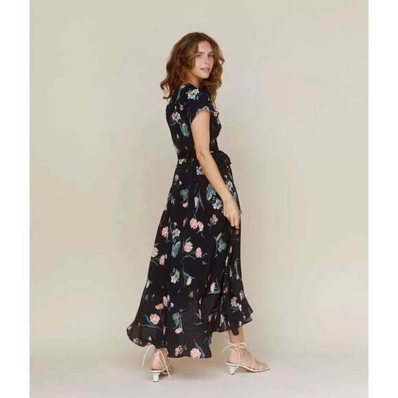 Christy Dawn The Autumn Floral Print Short Sleeve Wrap Dress Navy Blue Size S - Picture 10 of 11